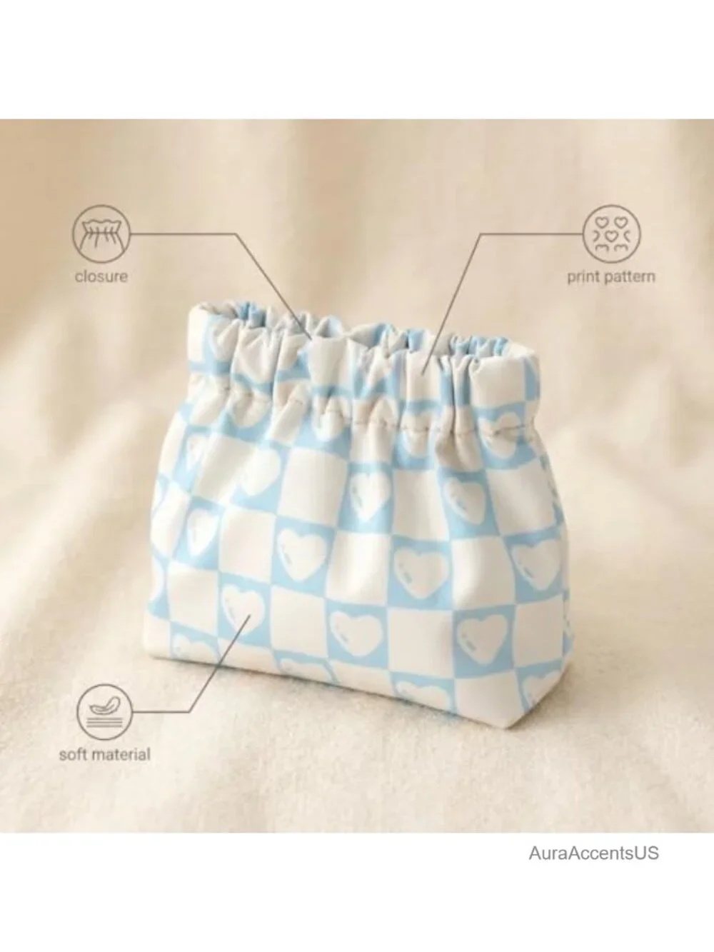 3pc Small Cosmetic Pouches for Purse, Self-Closing Organizer Bag Set